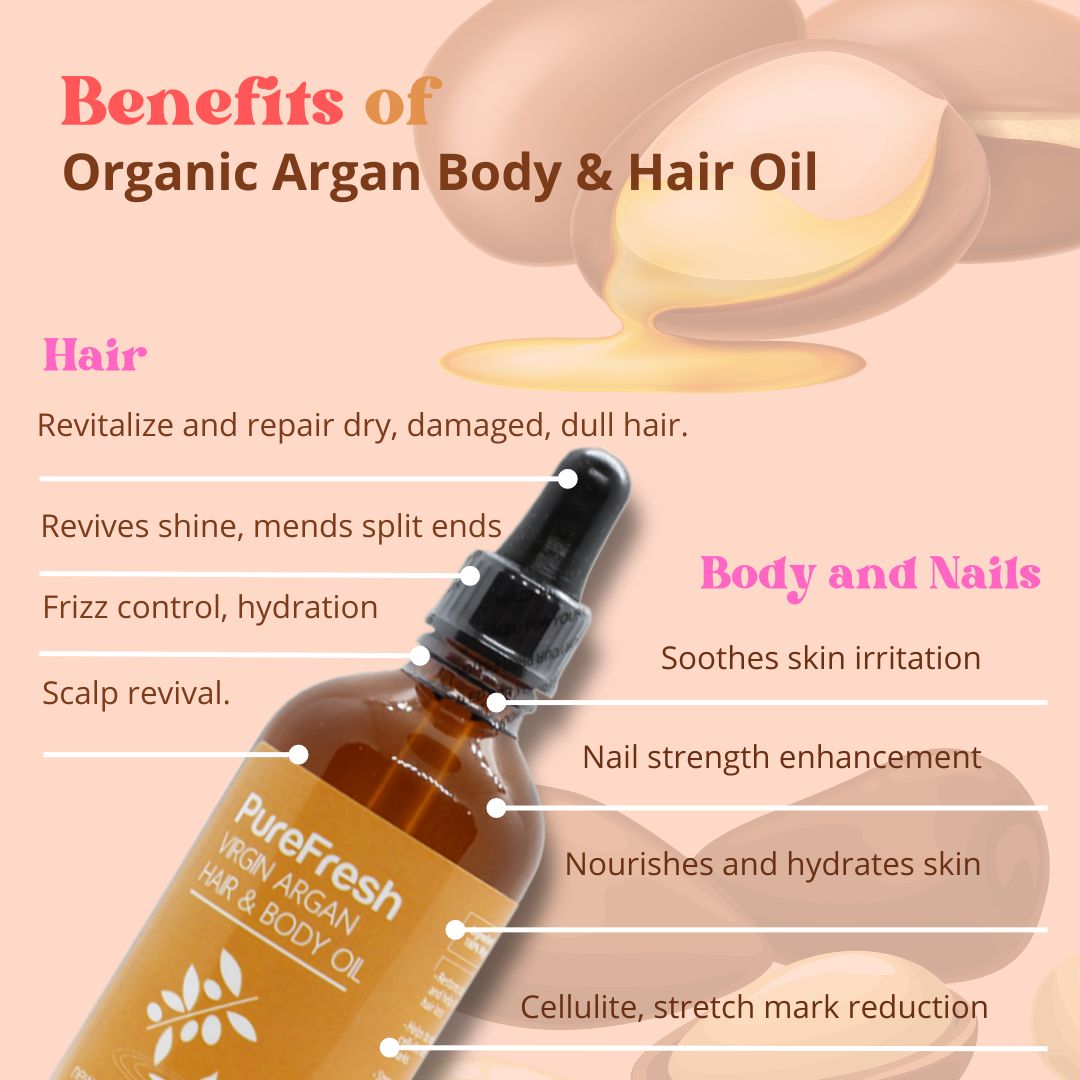 PureFresh Virgin Argan Hair & Body Oil - shop at BioZkin.com