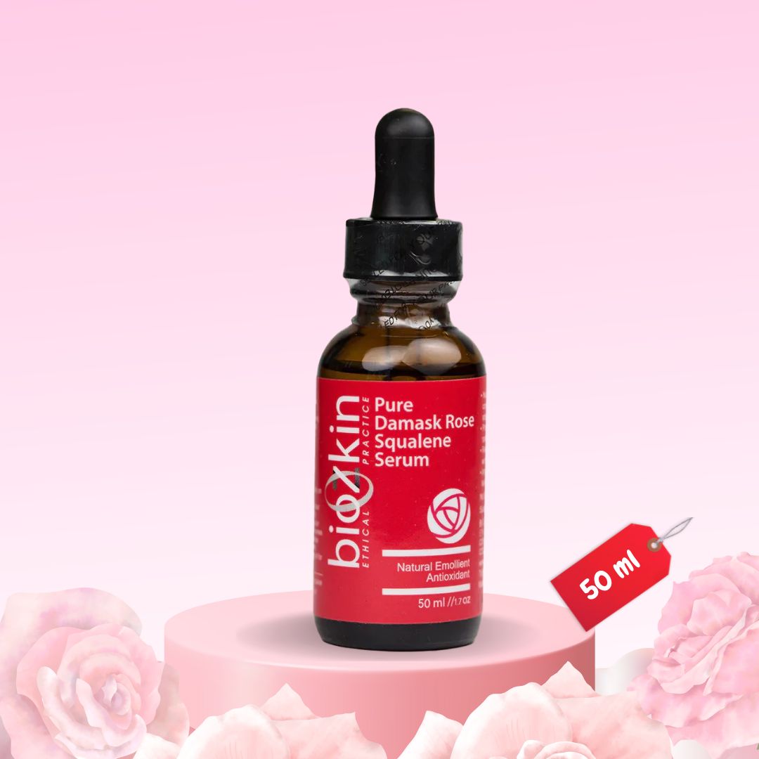 Pure Damask Rose Squalene Serum - 50mllabel - Shop at BioZkin.com